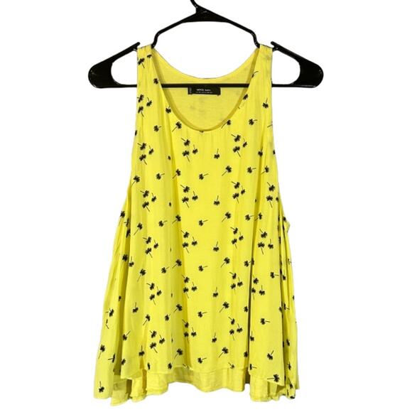MNG by Mango Yellow Palm Tree High Low Hem Sleeveless Tank Top Women Sz XL - Picture 1 of 8